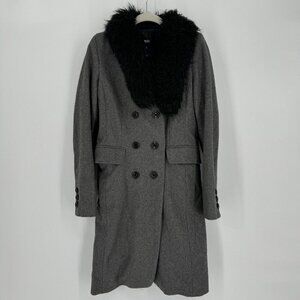 Vintage Mossimo coat womens small S gray wool faux fur y2k 90s fall winter